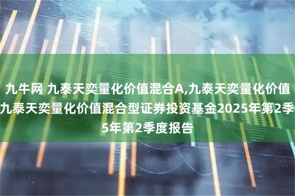 九牛网 九泰天奕量化价值混合A,九泰天奕量化价值混合C 九泰天奕量化价值混合型证券投资基金2025年第2季度报告